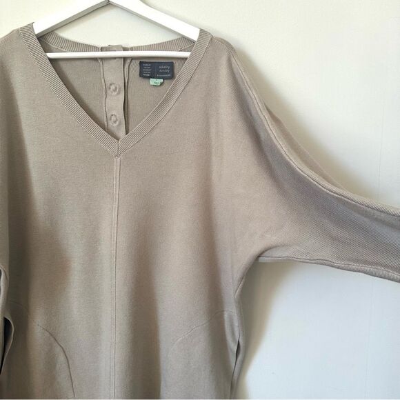 Anthropologie Saturday Sunday Chrissy V Neck Long Sleeve Sweater Dress In Tan M - Picture 5 of 8